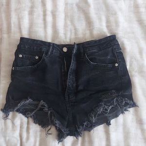 Zara high-waisted black denim shorts